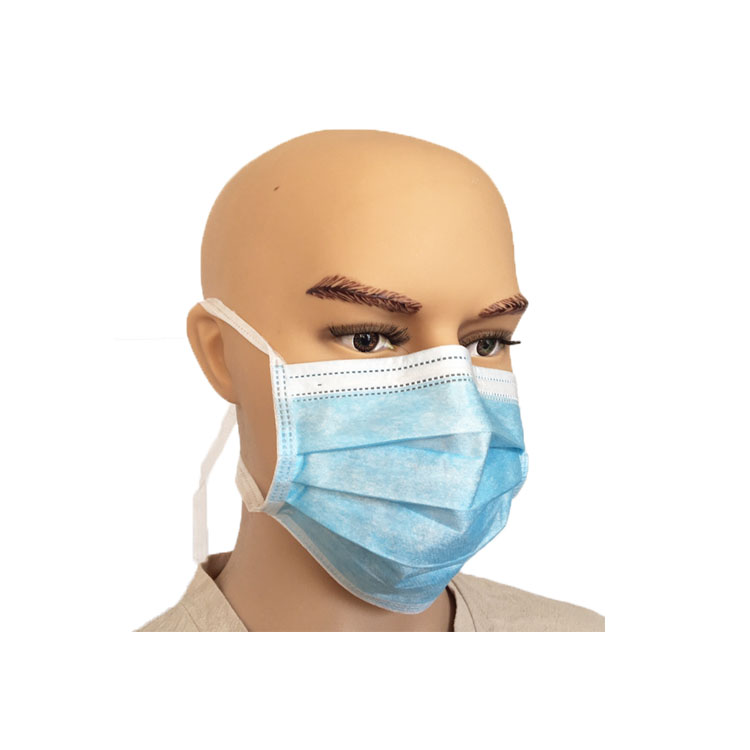 Nonwoven Blue medical Disposable Tie Face Mask 