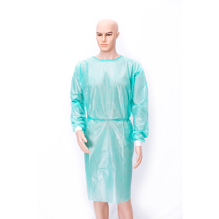 Disposable PP+PE coated protective isolation gown 