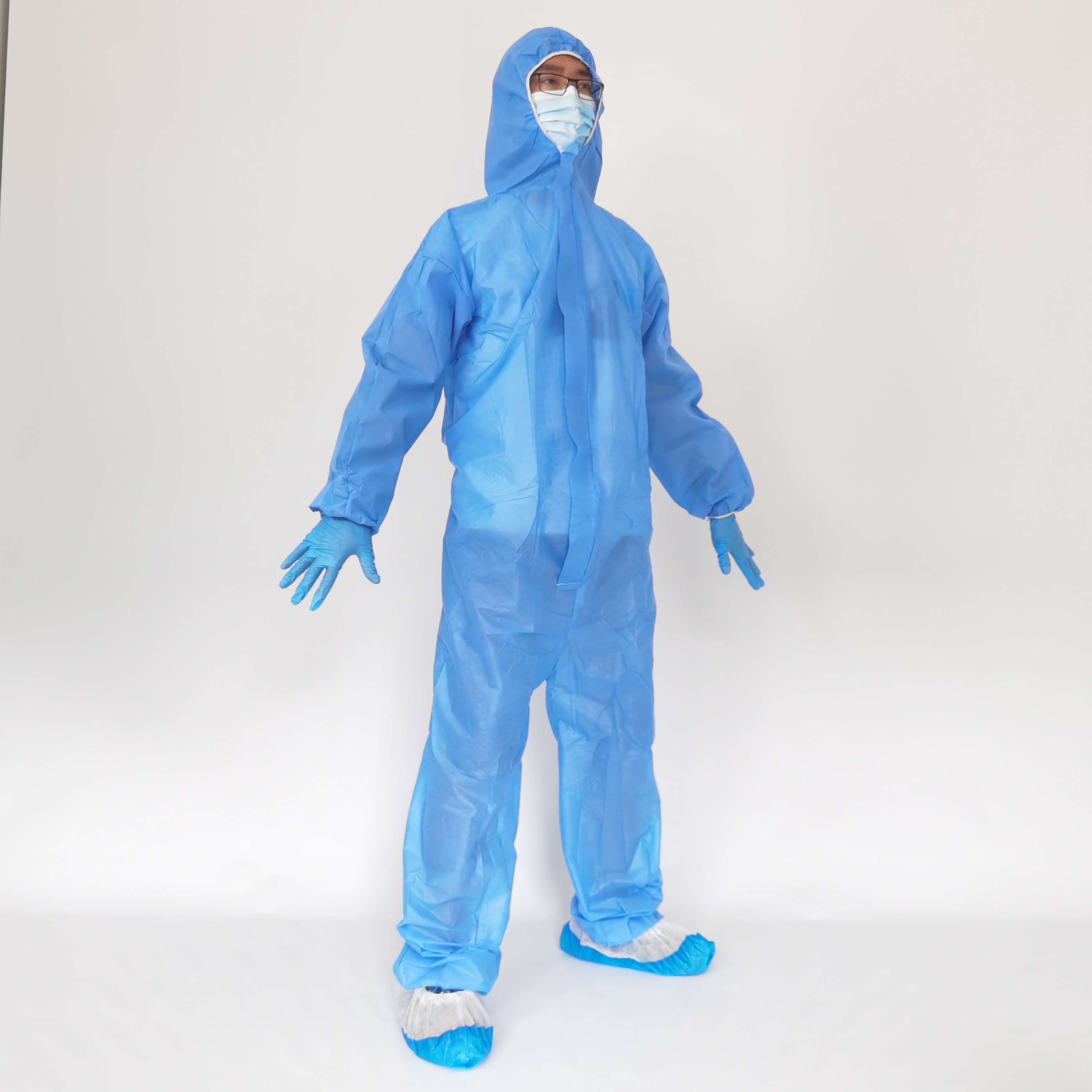 Non Woven SMS Blue Protective Disposable Coveralls